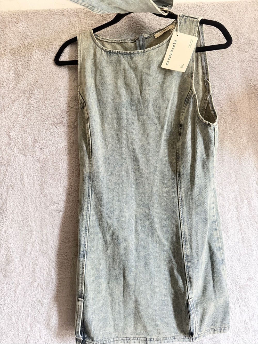 Peppermayo Dark Matter Sleeveless Denim Mini Dress with Front Buckle NWT 8 US - Picture 9 of 10